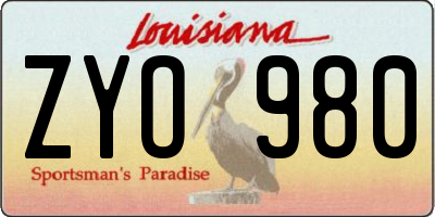 LA license plate ZYO980