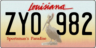 LA license plate ZYO982