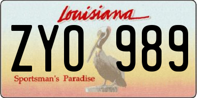 LA license plate ZYO989