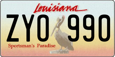 LA license plate ZYO990