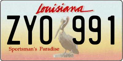 LA license plate ZYO991