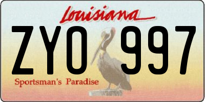 LA license plate ZYO997