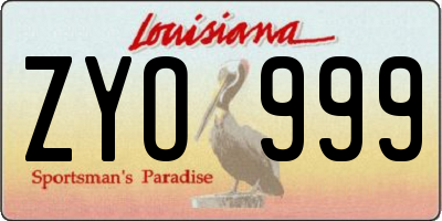 LA license plate ZYO999