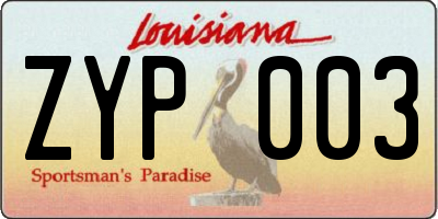 LA license plate ZYP003