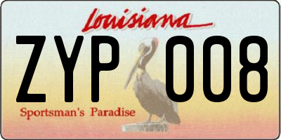 LA license plate ZYP008