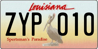 LA license plate ZYP010