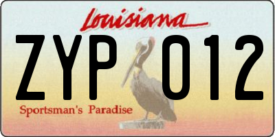 LA license plate ZYP012