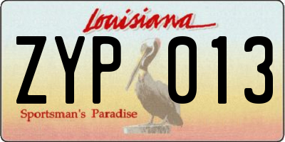 LA license plate ZYP013