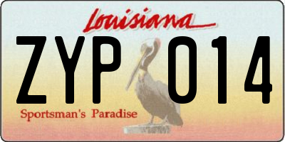 LA license plate ZYP014