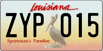 LA license plate ZYP015