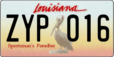 LA license plate ZYP016