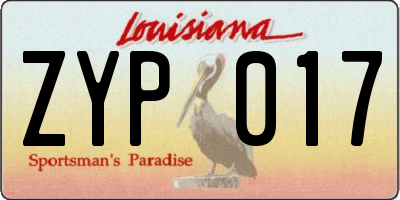 LA license plate ZYP017