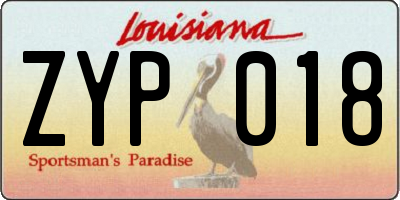 LA license plate ZYP018