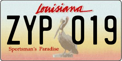 LA license plate ZYP019