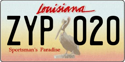 LA license plate ZYP020