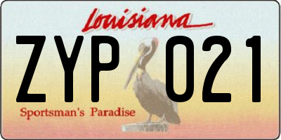 LA license plate ZYP021