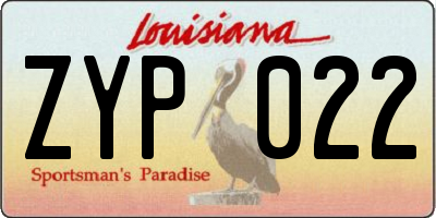 LA license plate ZYP022