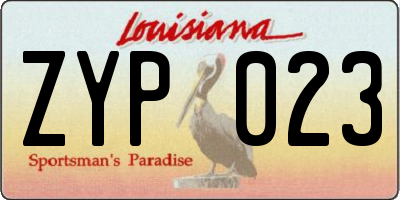 LA license plate ZYP023