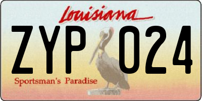 LA license plate ZYP024