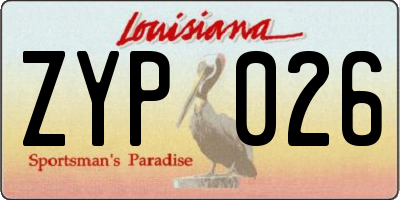 LA license plate ZYP026