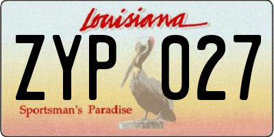 LA license plate ZYP027