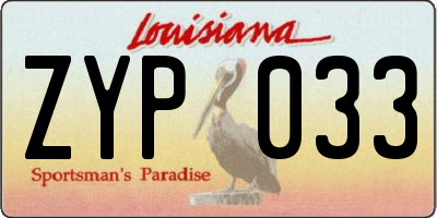 LA license plate ZYP033