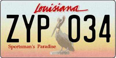 LA license plate ZYP034