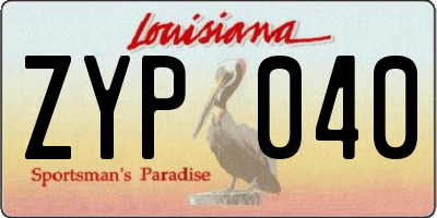 LA license plate ZYP040