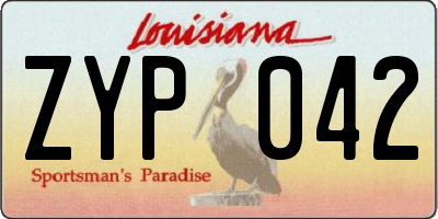 LA license plate ZYP042