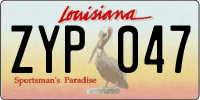 LA license plate ZYP047