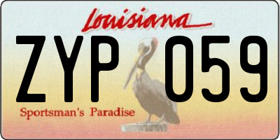 LA license plate ZYP059