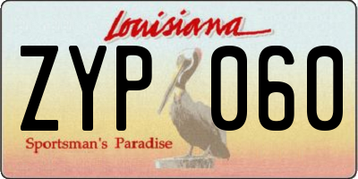 LA license plate ZYP060