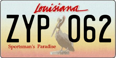 LA license plate ZYP062