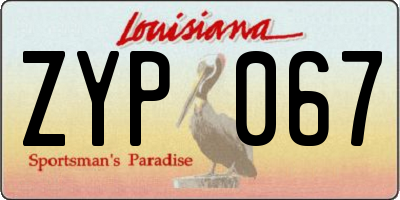 LA license plate ZYP067