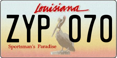 LA license plate ZYP070