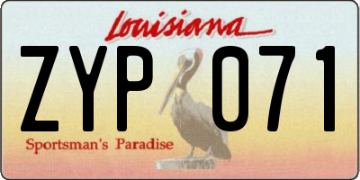 LA license plate ZYP071