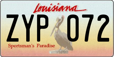 LA license plate ZYP072