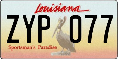 LA license plate ZYP077