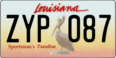 LA license plate ZYP087