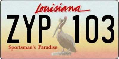 LA license plate ZYP103