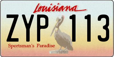 LA license plate ZYP113