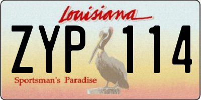 LA license plate ZYP114