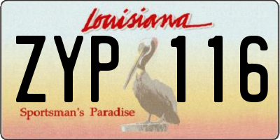 LA license plate ZYP116