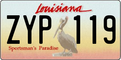 LA license plate ZYP119