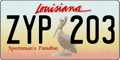 LA license plate ZYP203