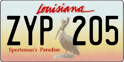 LA license plate ZYP205