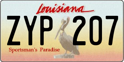 LA license plate ZYP207