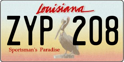 LA license plate ZYP208