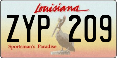 LA license plate ZYP209