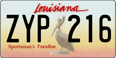 LA license plate ZYP216